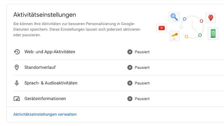 Die Aktivitäteneinstellungen auf dem Android-Smartphone