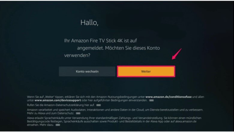 Amazon Fie TV Stick einrichten: Schritt 10