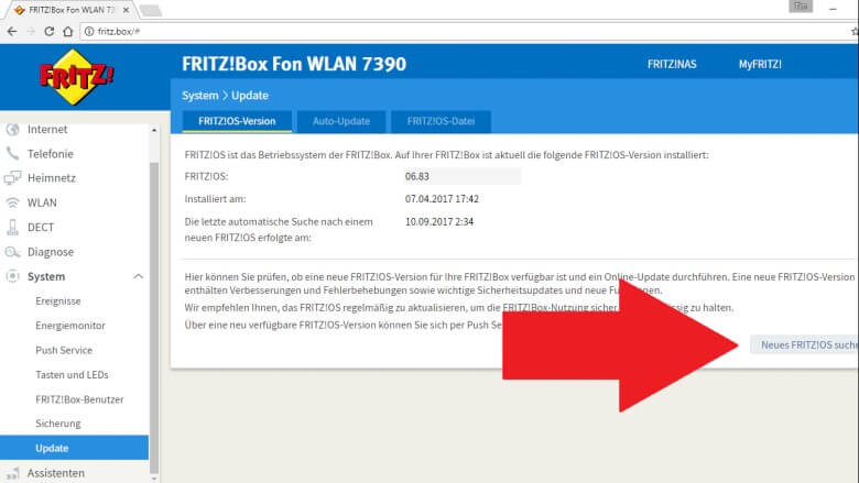 FritzBox Update suchen