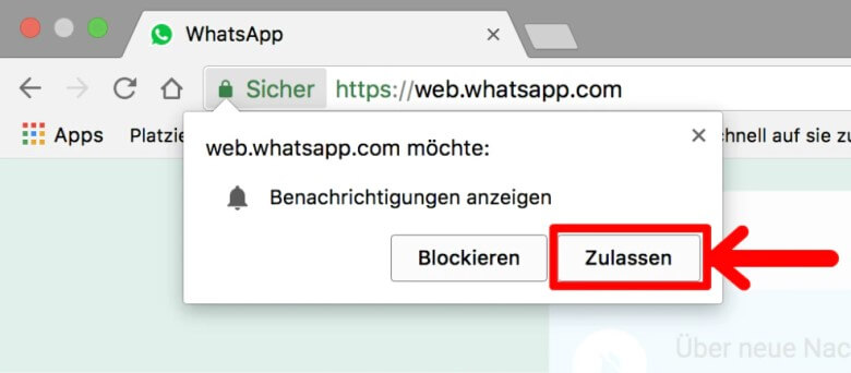 WhatsApp Web Desktop: Benachrichtigungen zulassen
