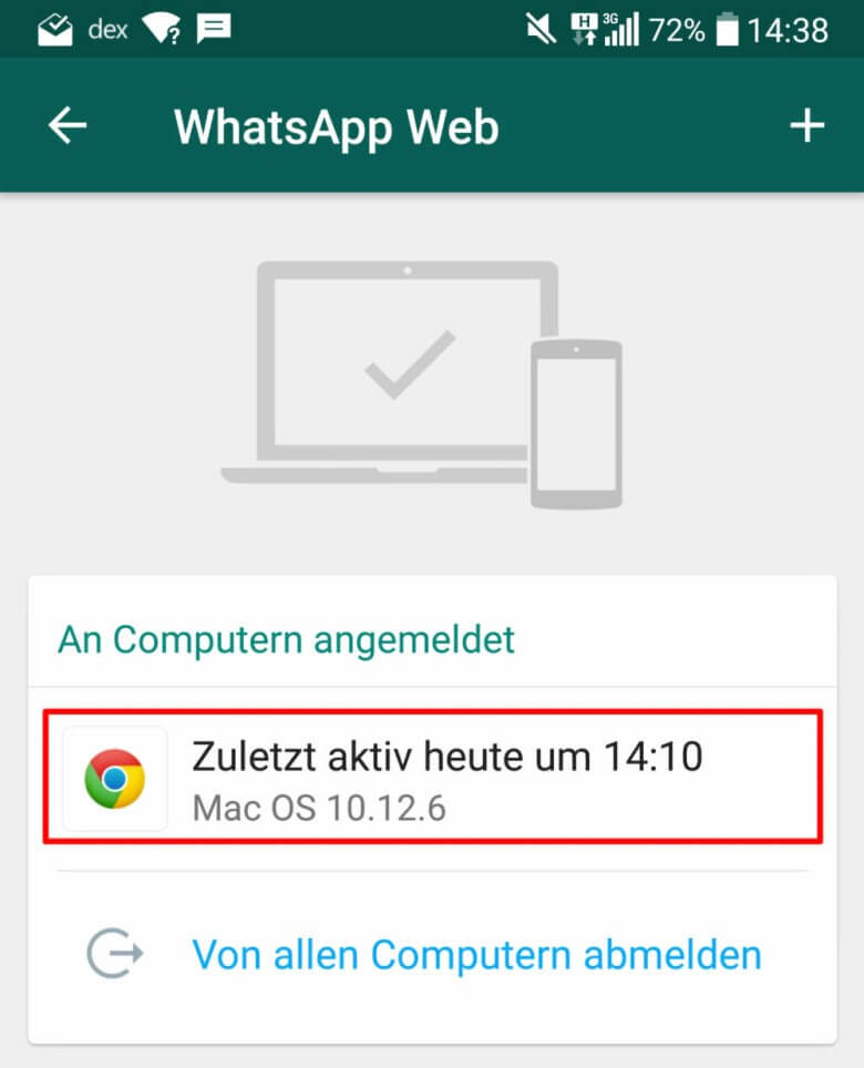 Verbindung von WhatsApp Web zum Computer trennen