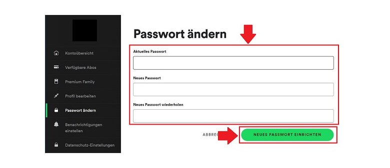 Spotify Passwort ändern