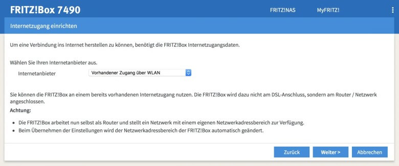 FritzBox als Repeater: Netzwerk einrichten Schritt 3