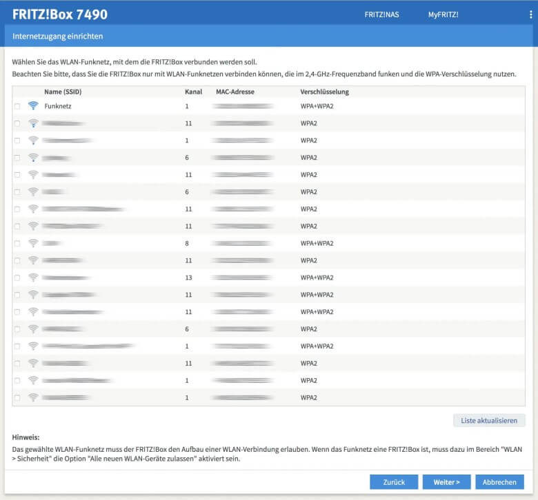 FritzBox als Repeater einrichten: Netzwerk einrichten Schritt 4