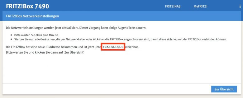 FritzBox als Repeater einrichten: Netzwerk einrichten Schritt 7