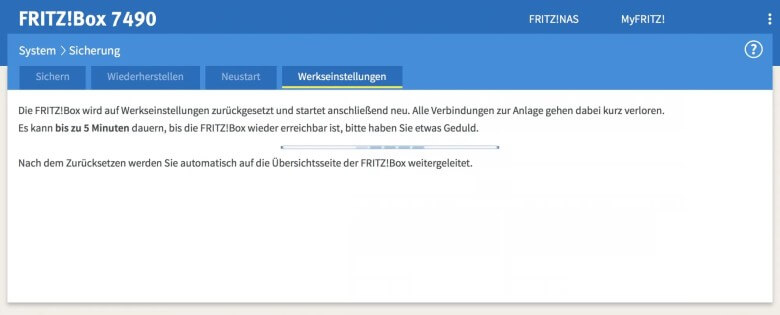 FritzBox als Repeater einrichten: FritzBox zurücksetzen Schritt 5